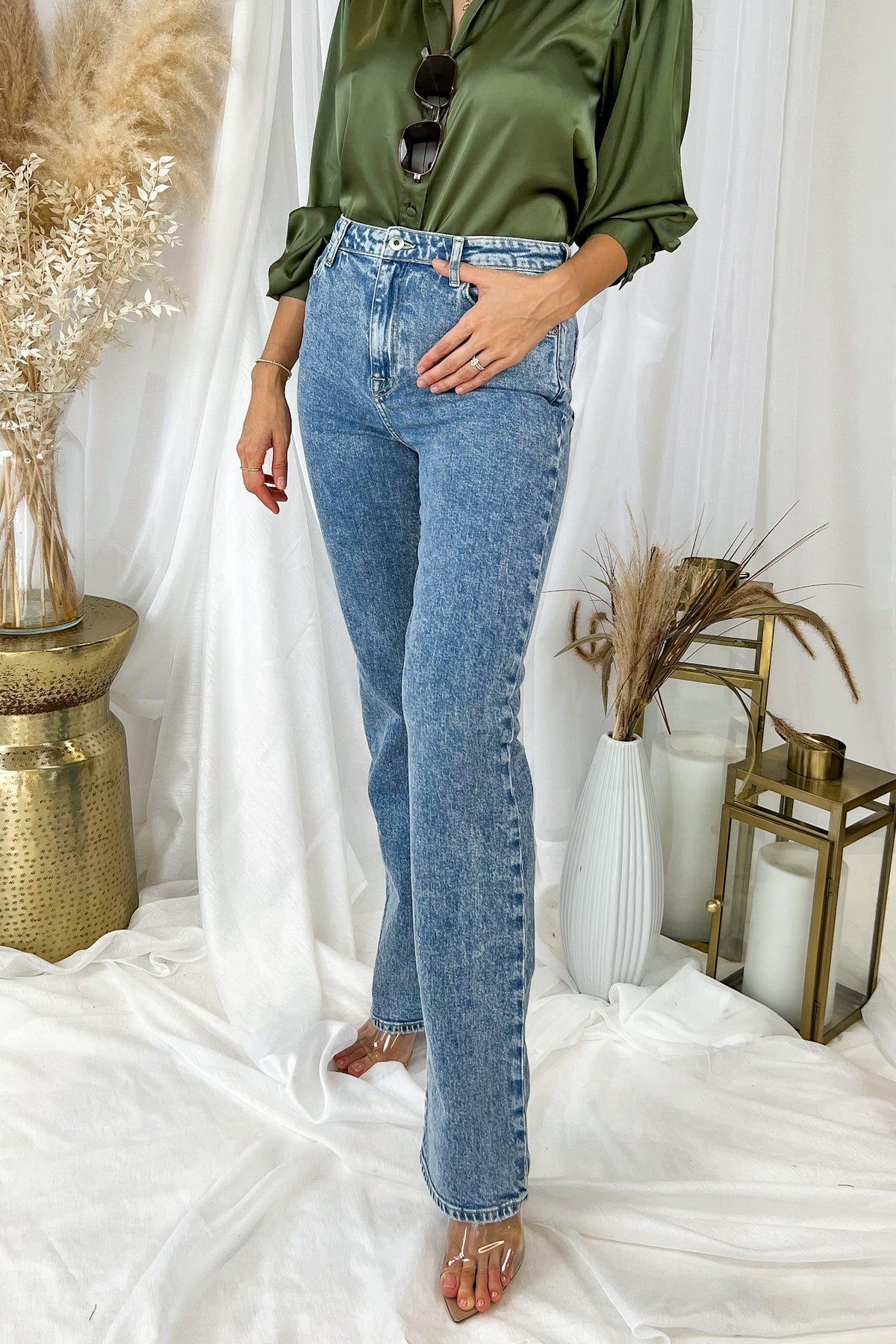 Jonathan Simkhai Archer High Rise Straight Pant Denim