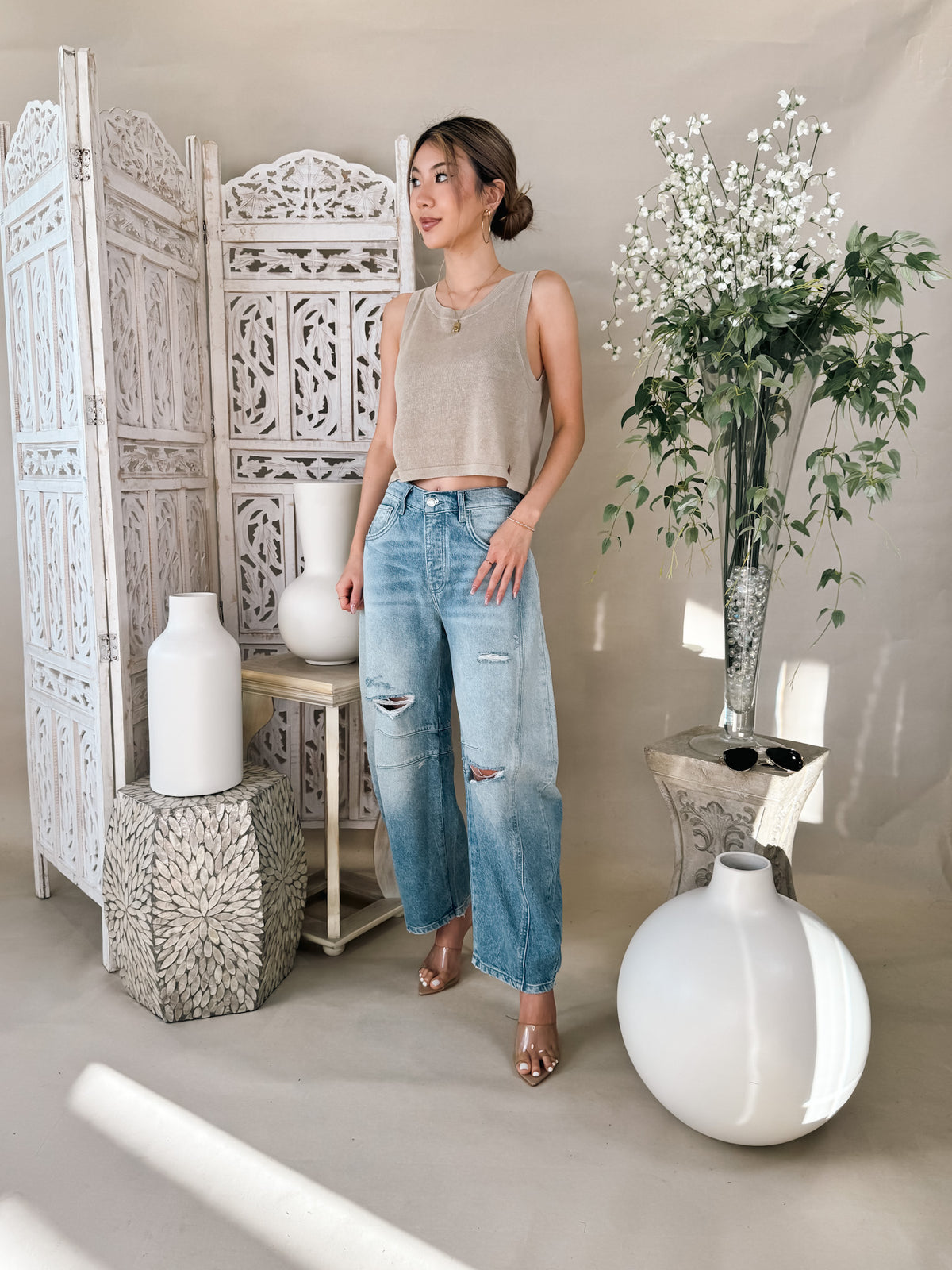 Free People Good Luck Mid Rise Barrel Jean
