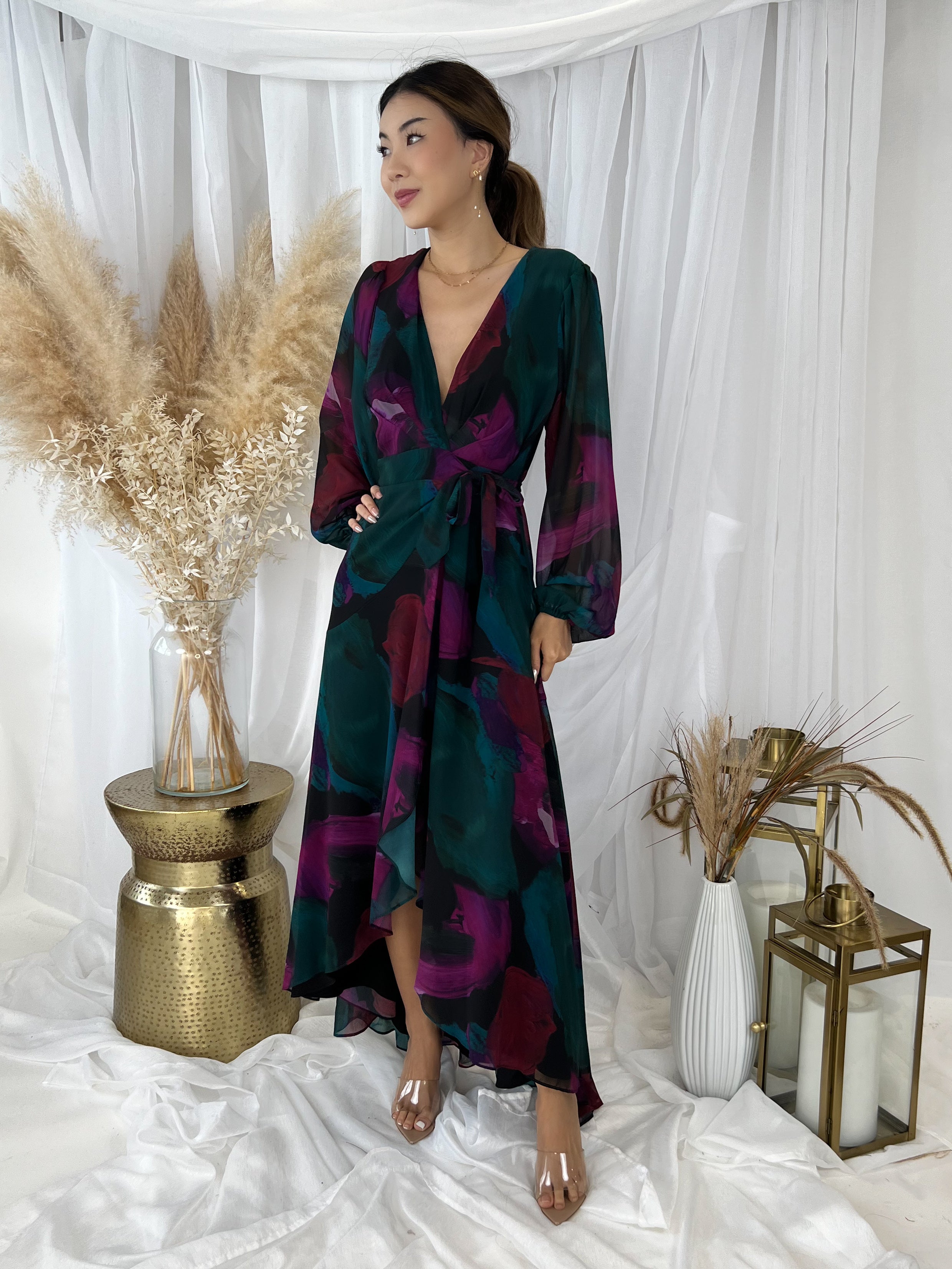 Hutch- hot Floral Wrap Maxi Dress