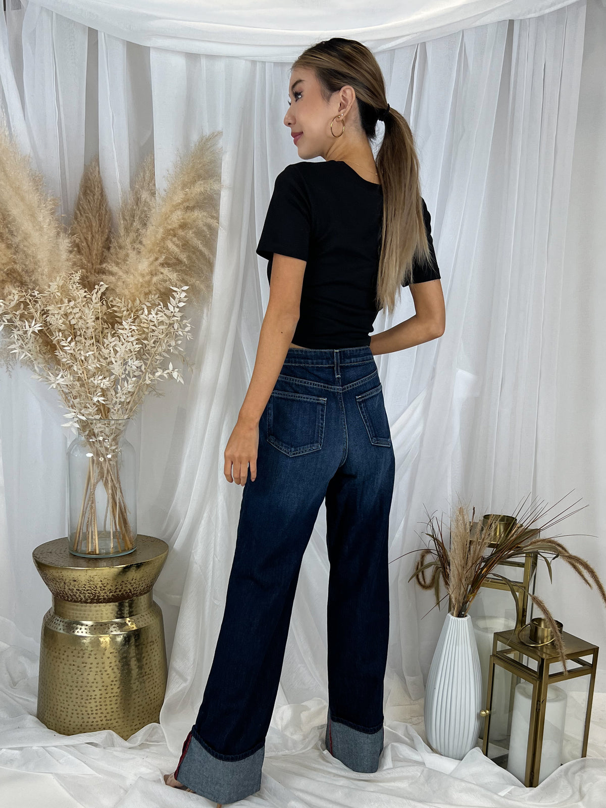 L'Agence Miley Ultra H/R Wide Leg Cuff Jean