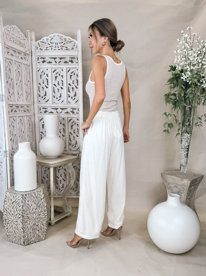 perfectwhitetee Maria Structured Rib V Neck Tank