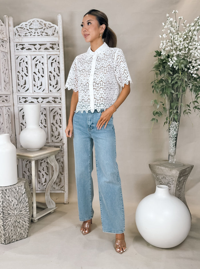 Frame The Deco Eyelet Top