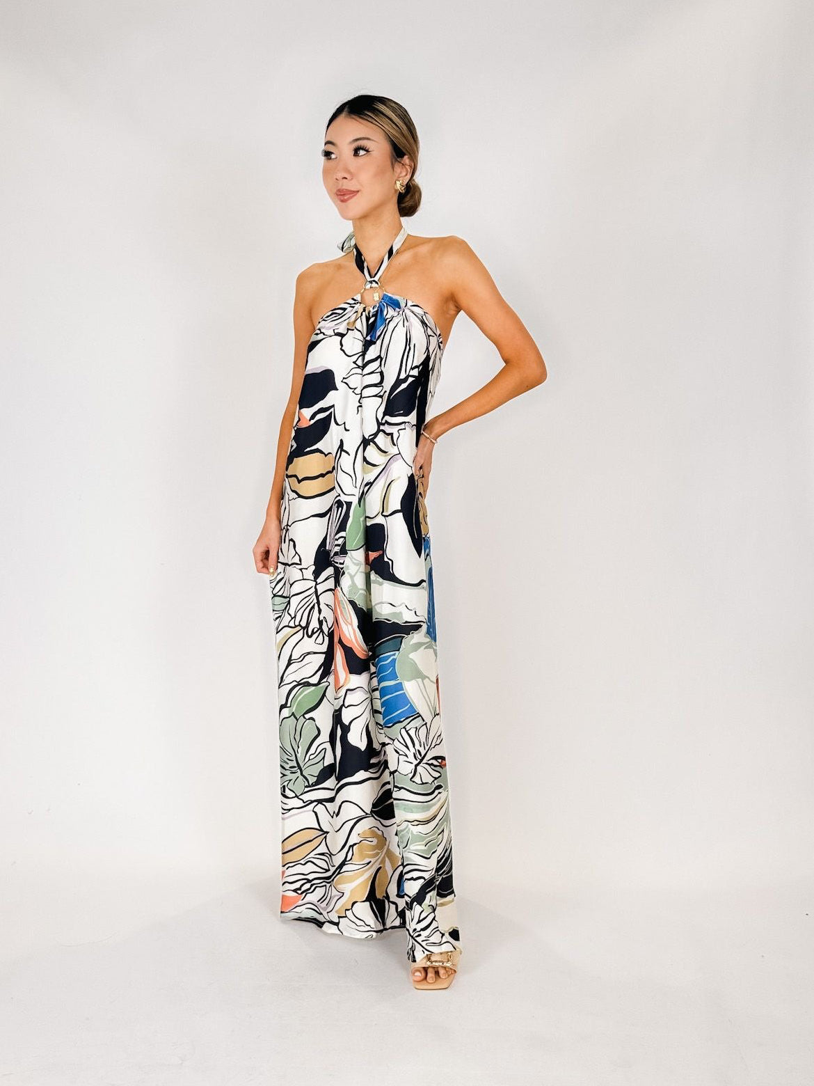 elan halter maxi dress Ring lx-WDRS371 skimming smocking at the Order Type:Ready to Wear Cute Pink Sleeveless Short