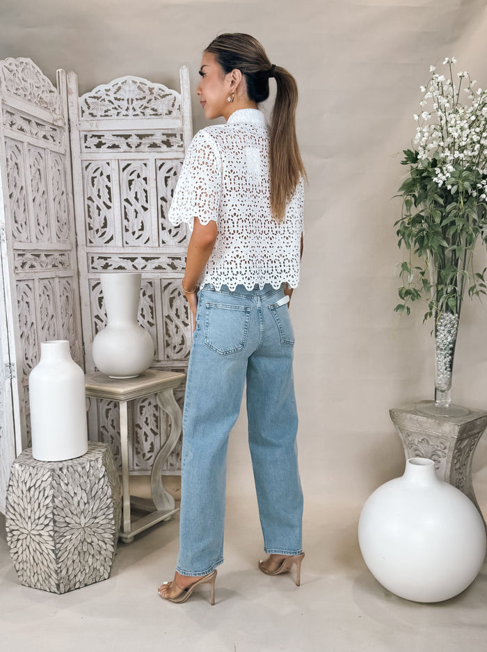 Frame The Deco Eyelet Top