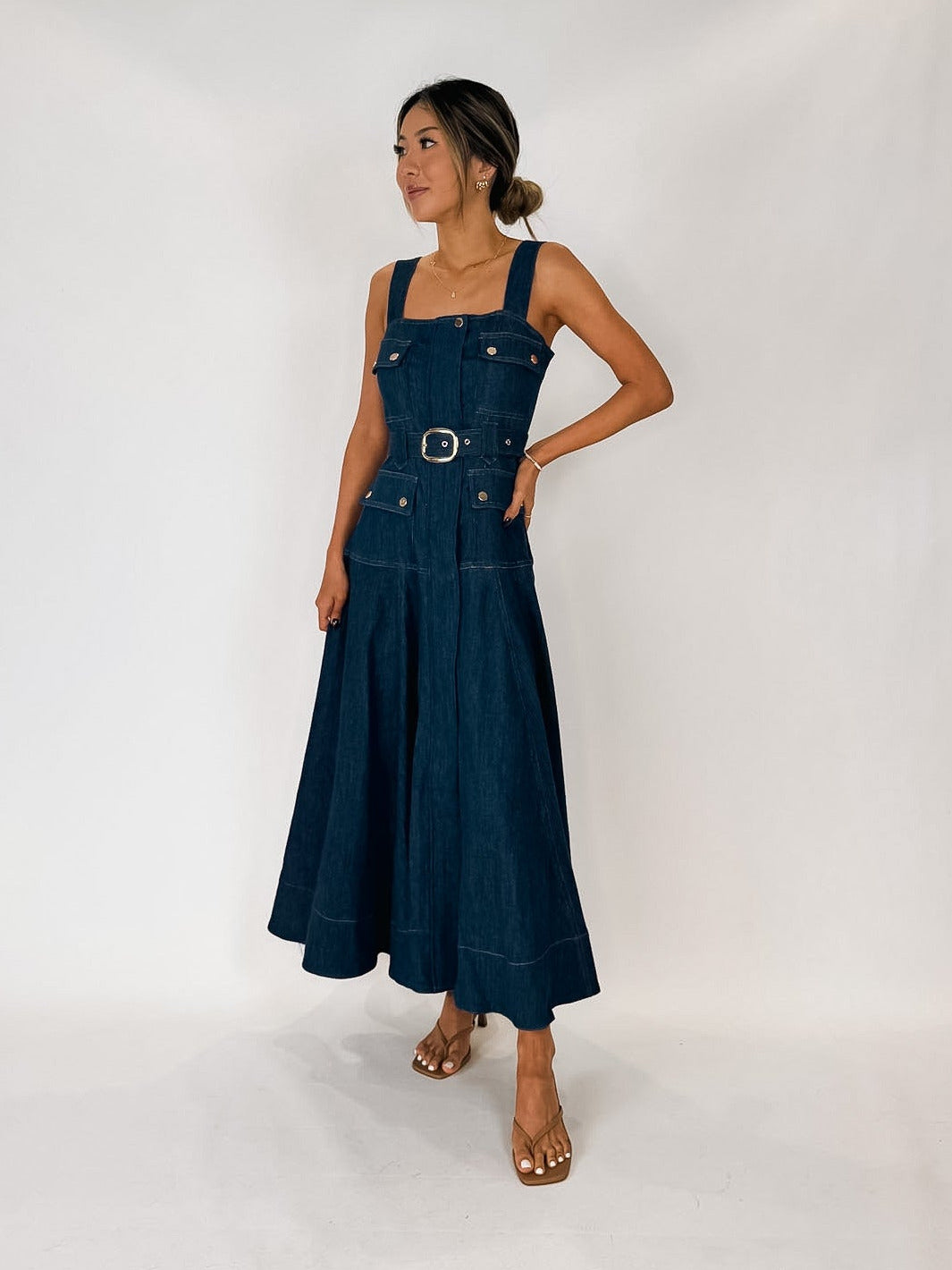 Karina Grimaldi Jenna Denim Midi Dress