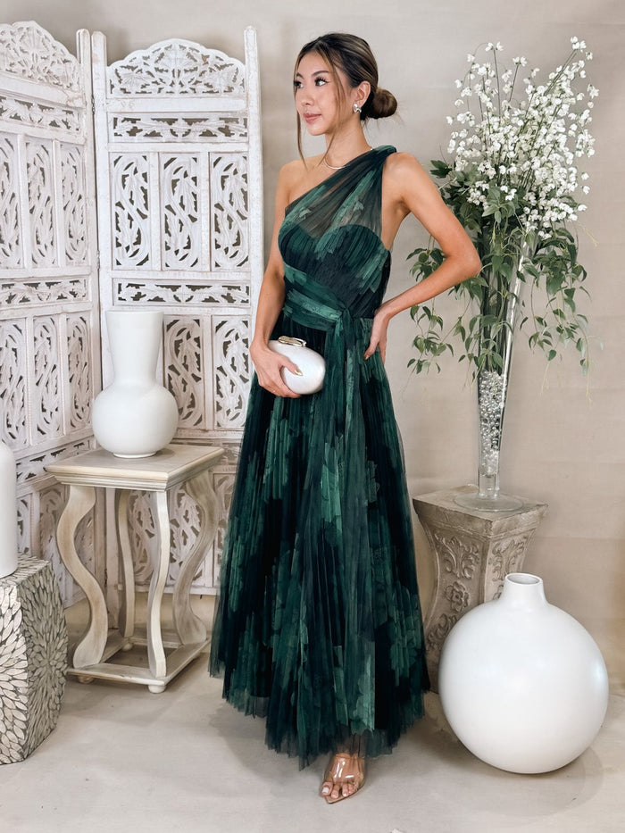 Hutch One Shoulder Tulle Maxi Dress