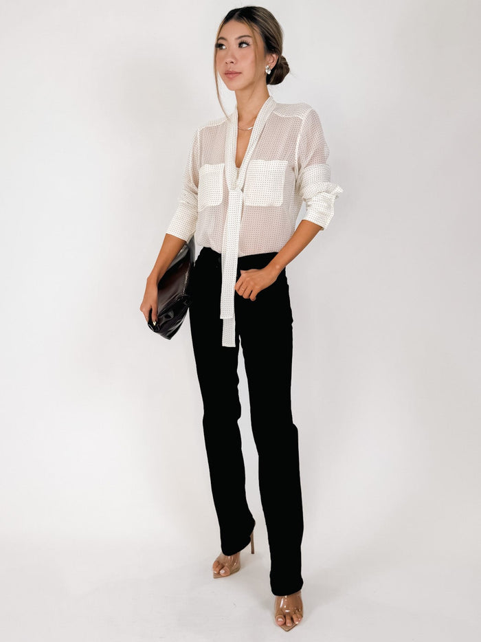 Frame Polka Dot Modern Tie Blouse