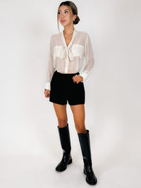 Frame Polka Dot Modern Tie Blouse