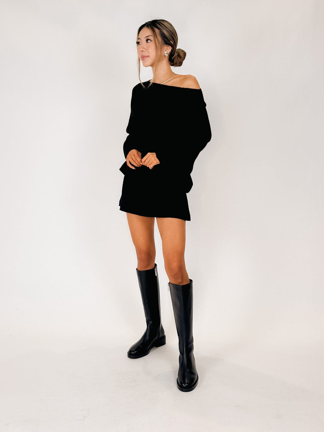 Milio Milano Ribbed Cuffed/Hem Asymmetrical Sweater