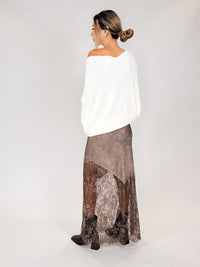 Milio Milano Viscose Lace Hem Maxi Skirt
