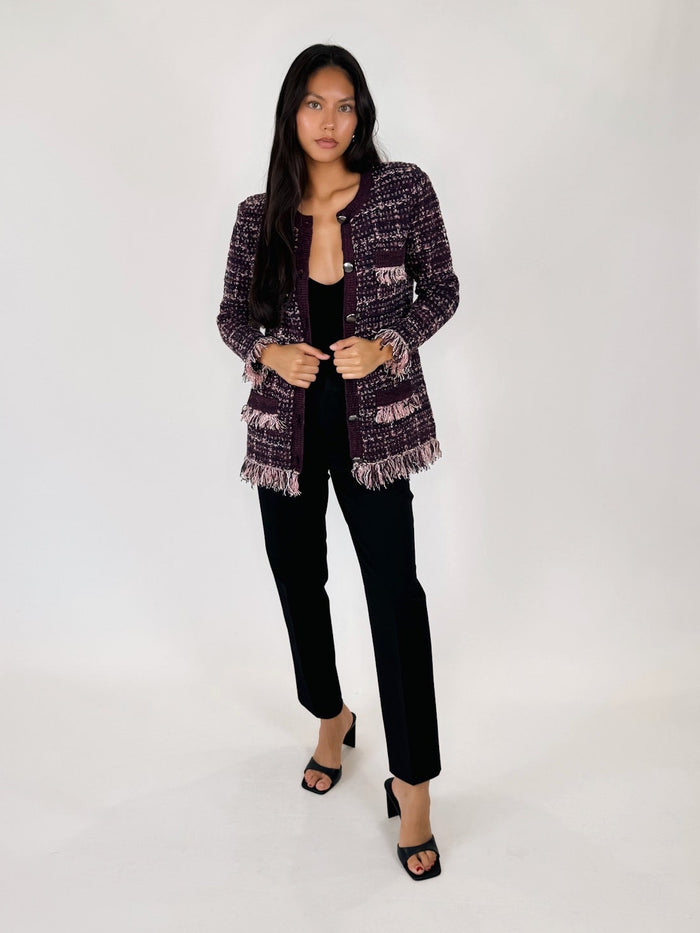 L'Agence Kastoria Fringe Trim Cardi