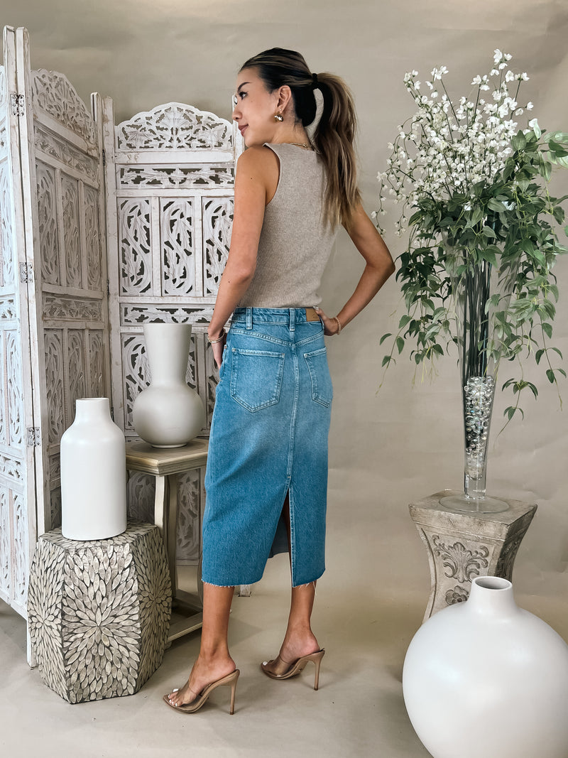 Rails Highland Denim Midi Skirt