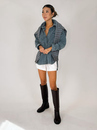 Splendid Gwen Indigo Terry Button Down Indigo