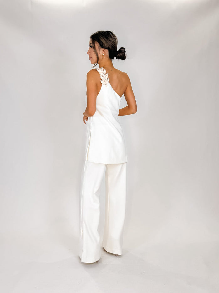 Dress To Leaf Embroidery Tunic & Pant Set