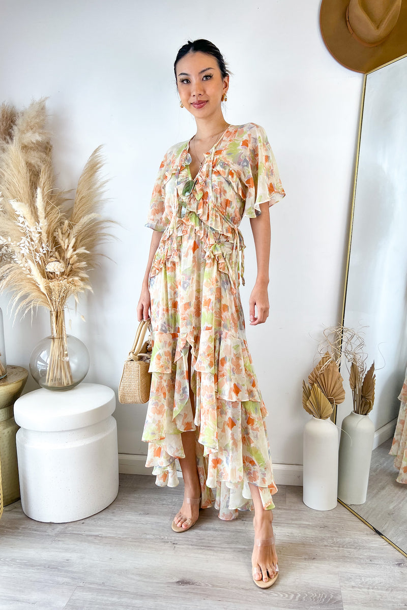 opt beige floral alana dress OPT O.P.T Beige Floral Embroidered Alana Dress SMALL NWT