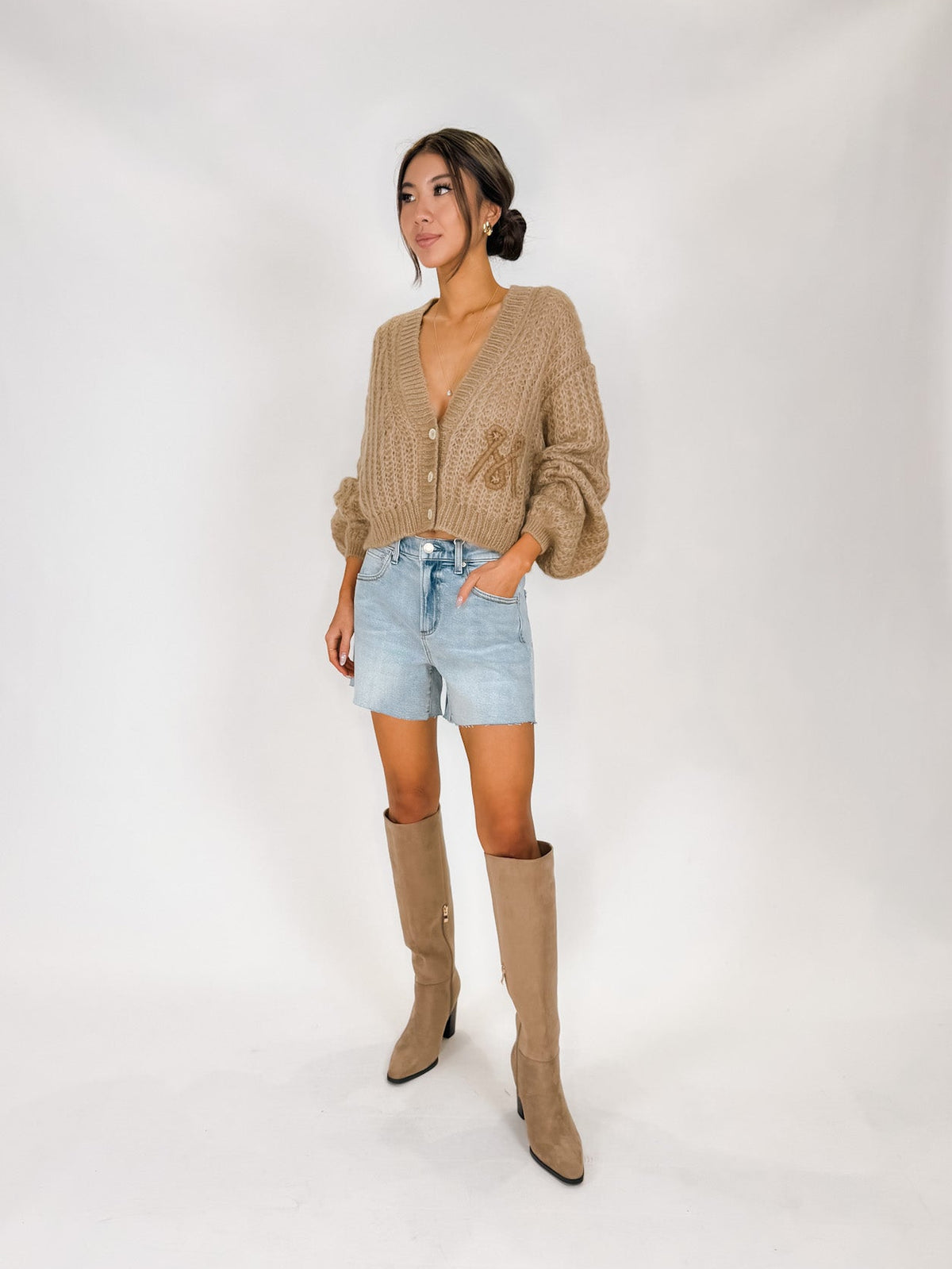 Mother The Puffy Sleeve Varsity Cardi