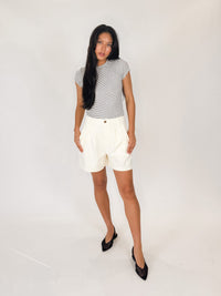 perfectwhitetee Mei Twill Double Pleated Short