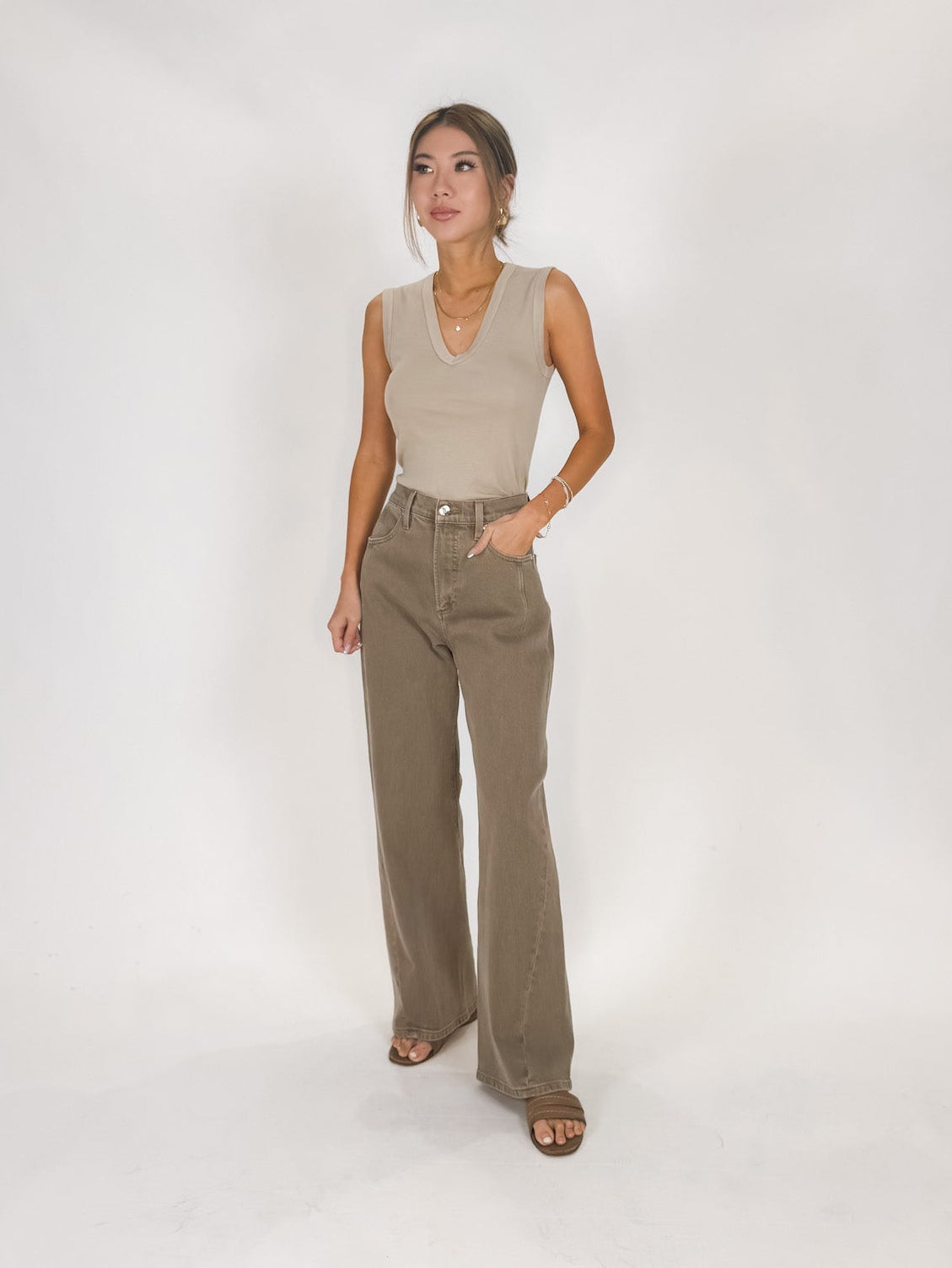 Enza Costa Supima Cotton Sleeveless V Neck Tee