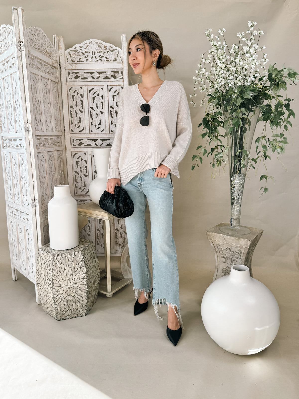 W. Cashmere Charlotte V-Neck Pullover