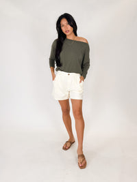 perfectwhitetee Mei Twill Double Pleated Short