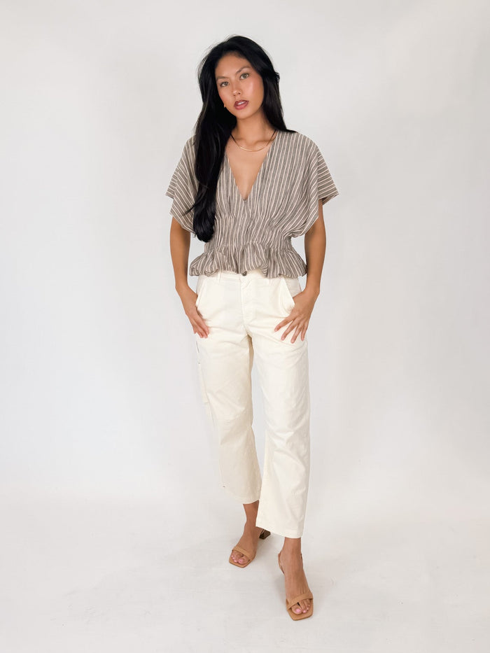 a. ren Isla Shirred Peplum Top