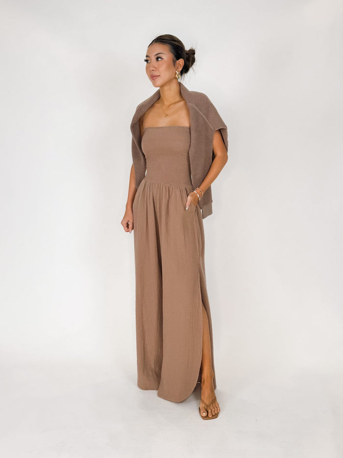 Elan Strapless Smocked Jumpsuit