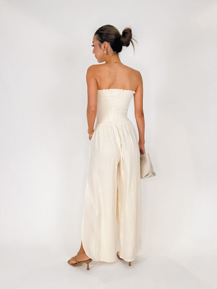 Elan Strapless Smocked Jumpsuit