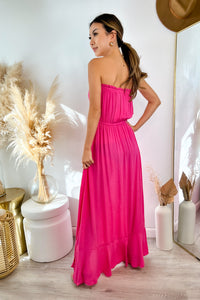 Elan Maxi Strapless Front Slit Dress