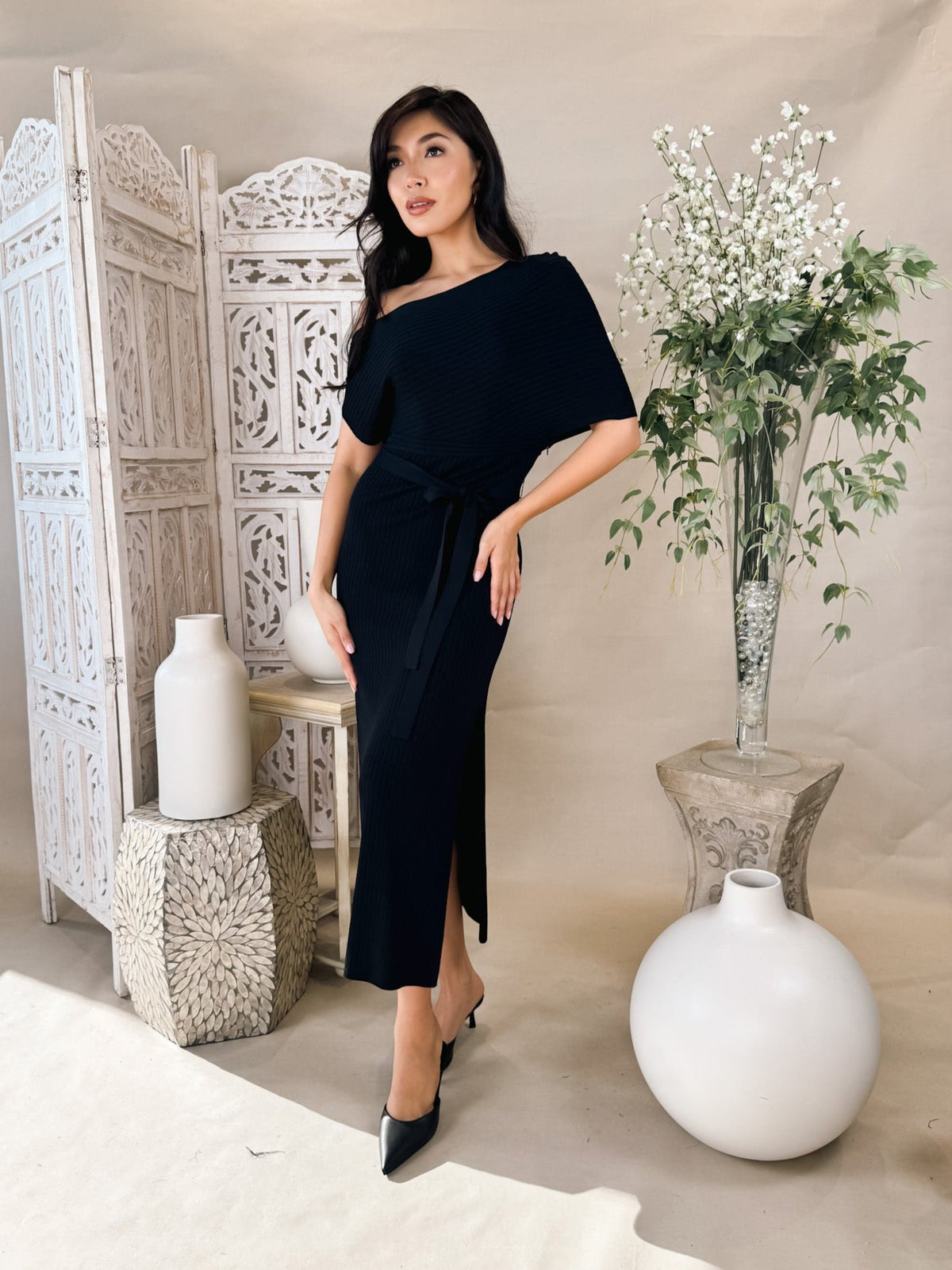 karina midi dress Karina Grimaldi- Moraima Knit Midi Dress- Black