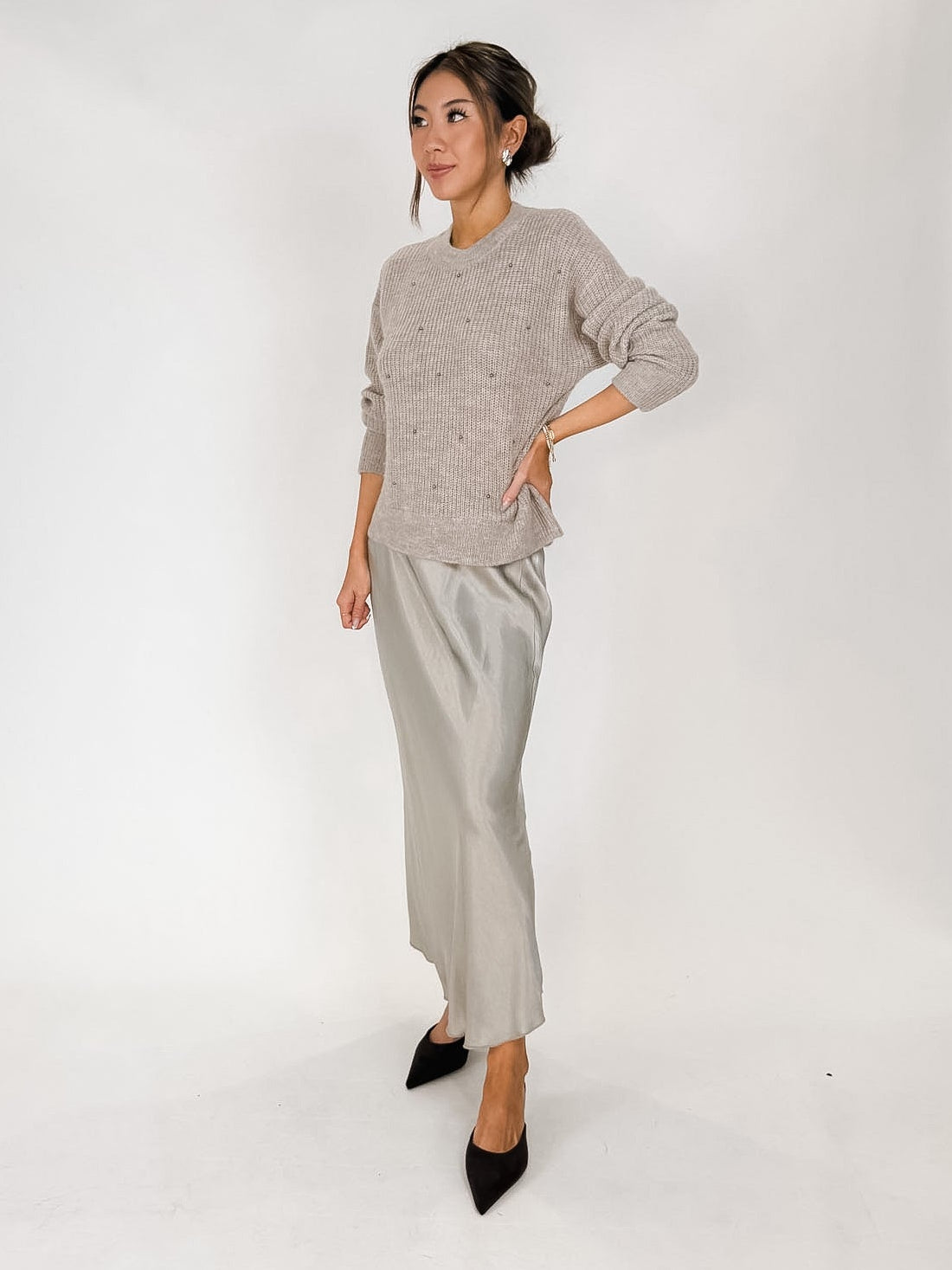 Bella Dahl Beaded Crew Neck Sweater