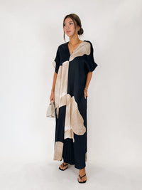Milio Milano Gingko Print V-Neck Kaftan Maxi Dress