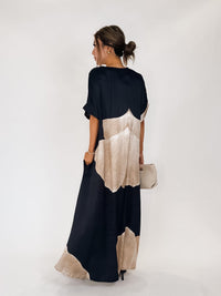 Milio Milano Gingko Print V-Neck Kaftan Maxi Dress