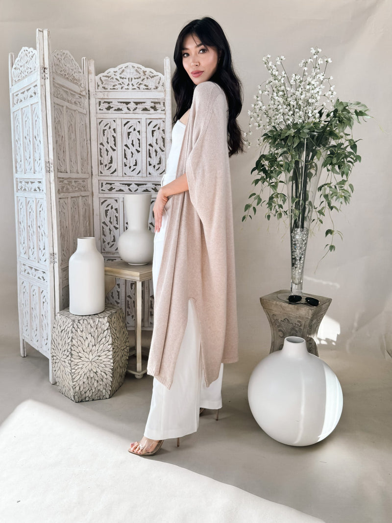 Milio Milano Italian Knit Drop Shoulder Open Long Cardigan
