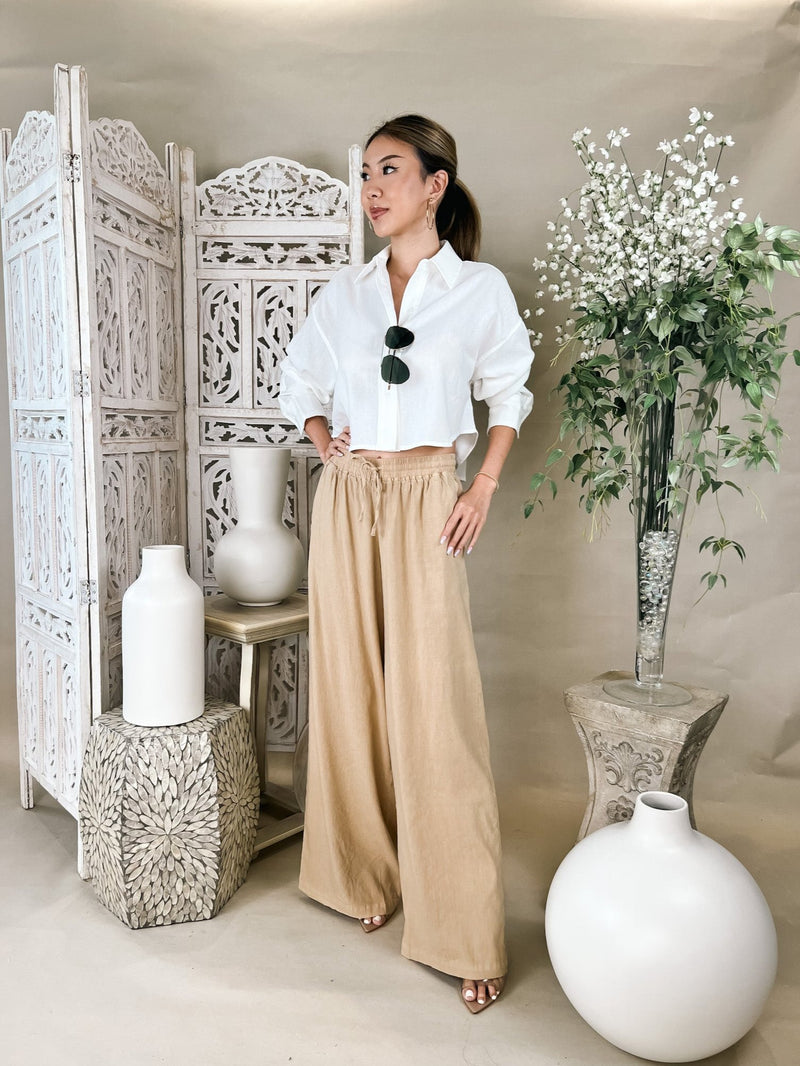 Monrow Linen Wide Leg Pant