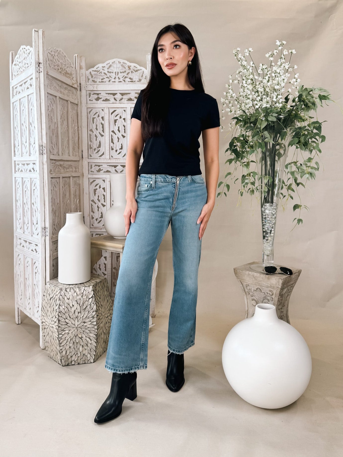 新品 j- jane Zipper DoubleFlared One-piece Frame Le Jane Crop Angled Zipper Jean – Mikinola