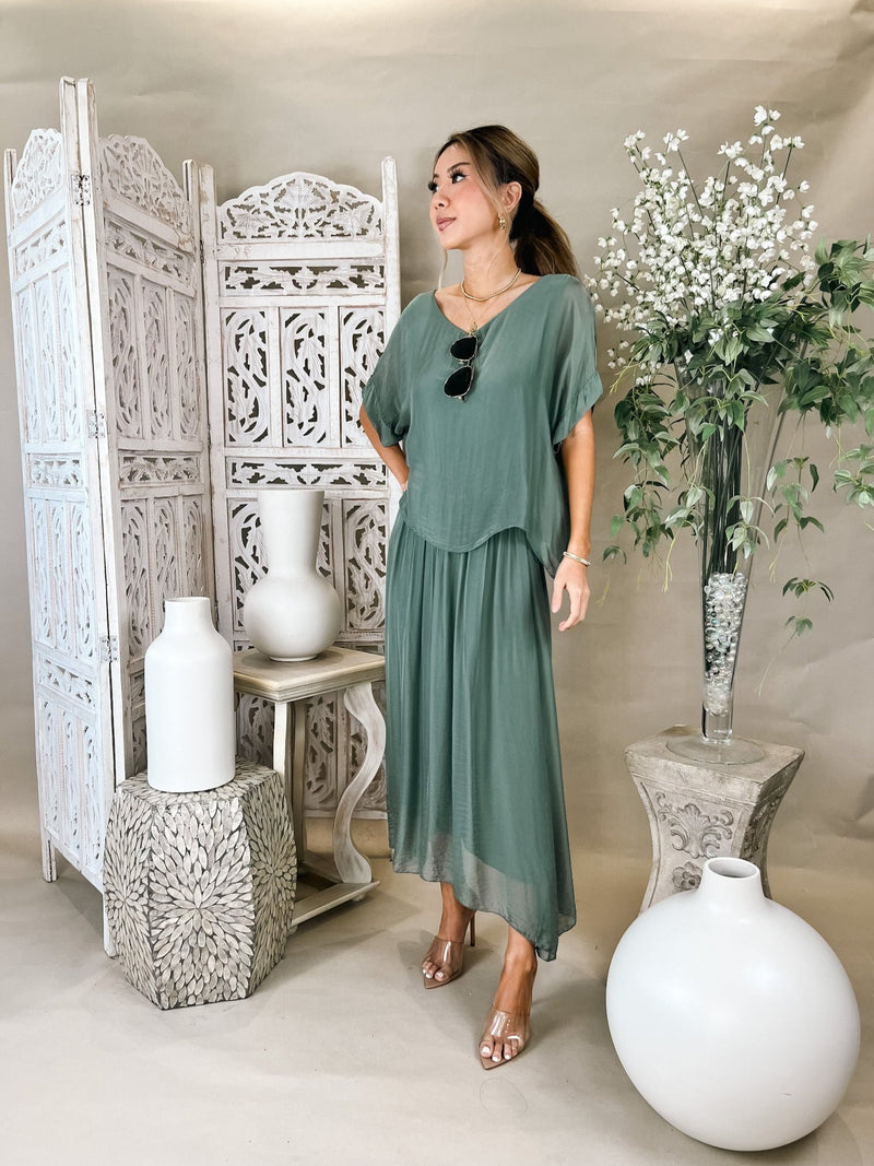 Milio Milano Silk Drop Waist Layered Dress Mikinola Milio Milano Silk Drop Waist Layered Dress Mikinola