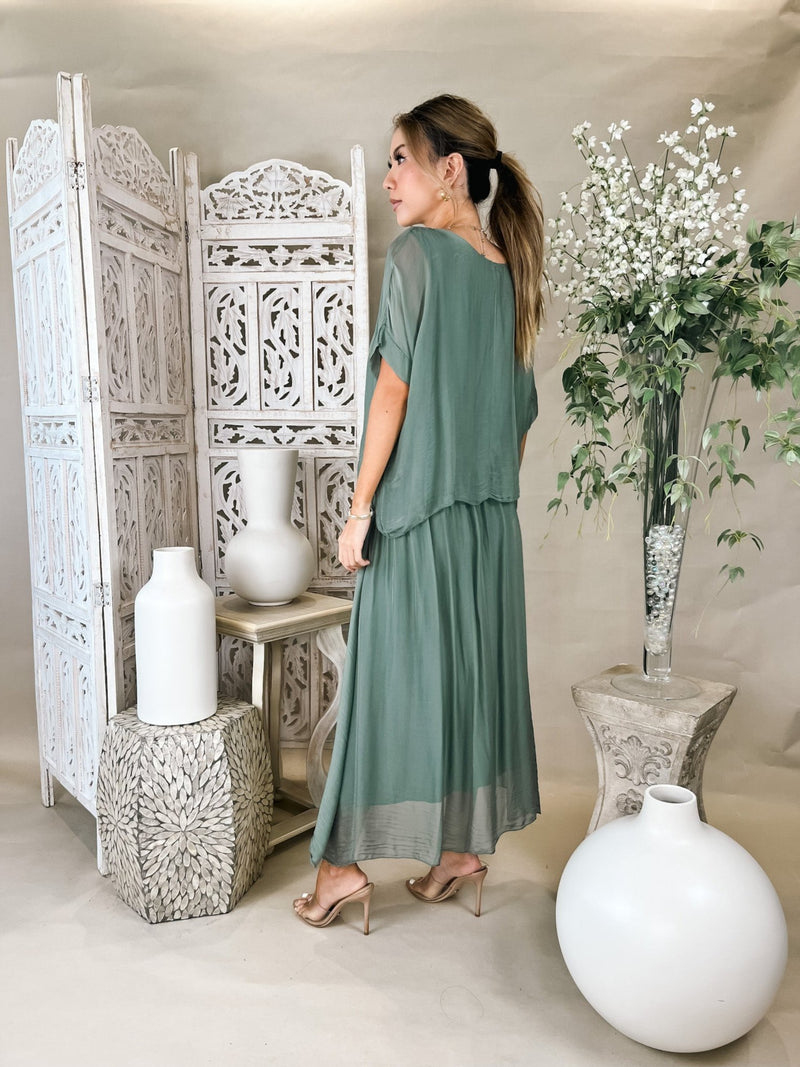 milio milano linen dress Milio Milano Front Twist Linen Dress Capri