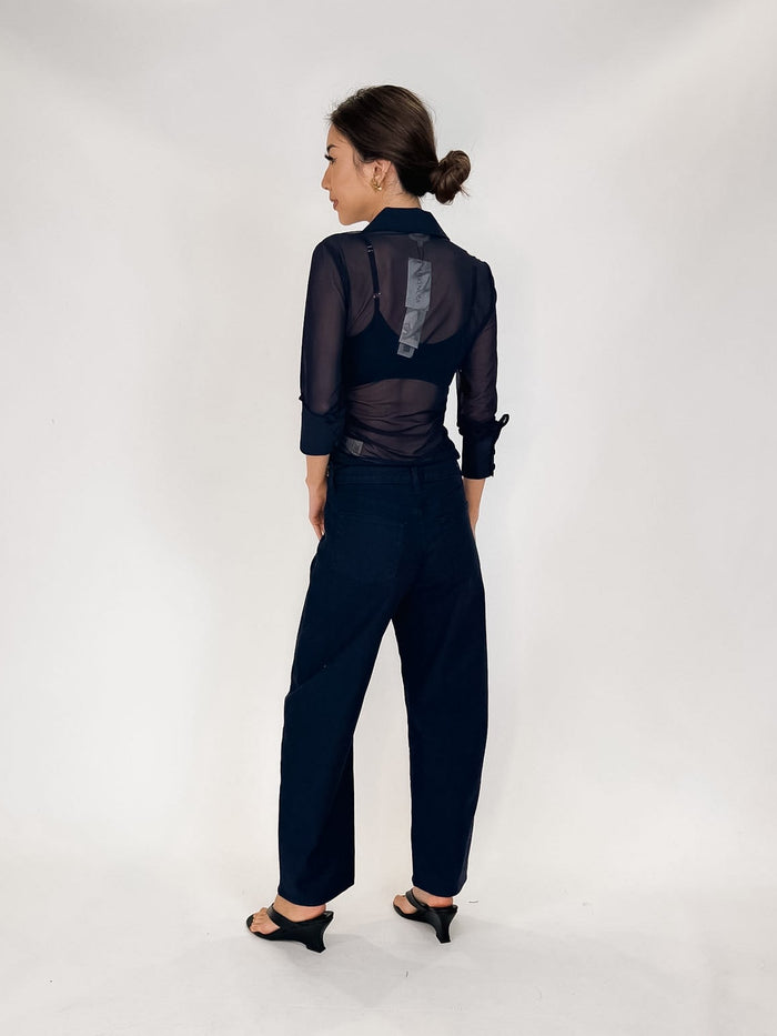 L'Agence Isola L/S Mesh Button Up
