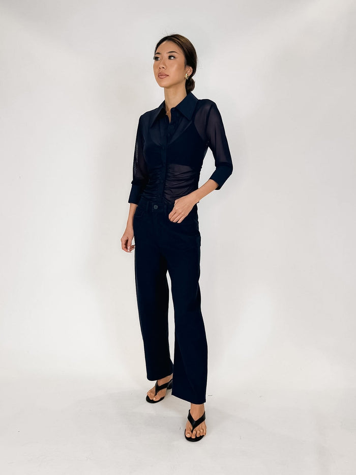 L'Agence Isola L/S Mesh Button Up
