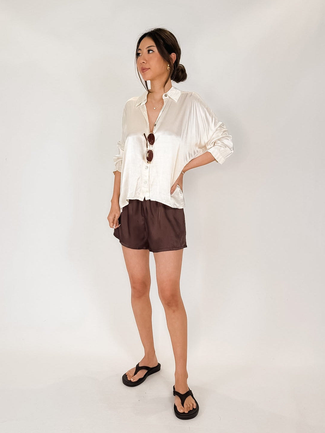 Enza Costa Fluid Twill Slip Short