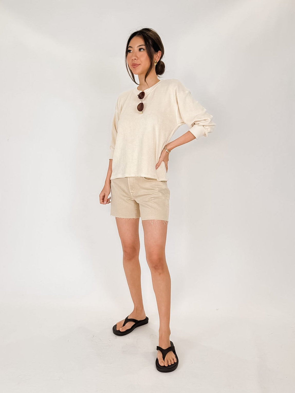 perfectwhitetee Roxy Loop Terry Boxy Sweatshirt