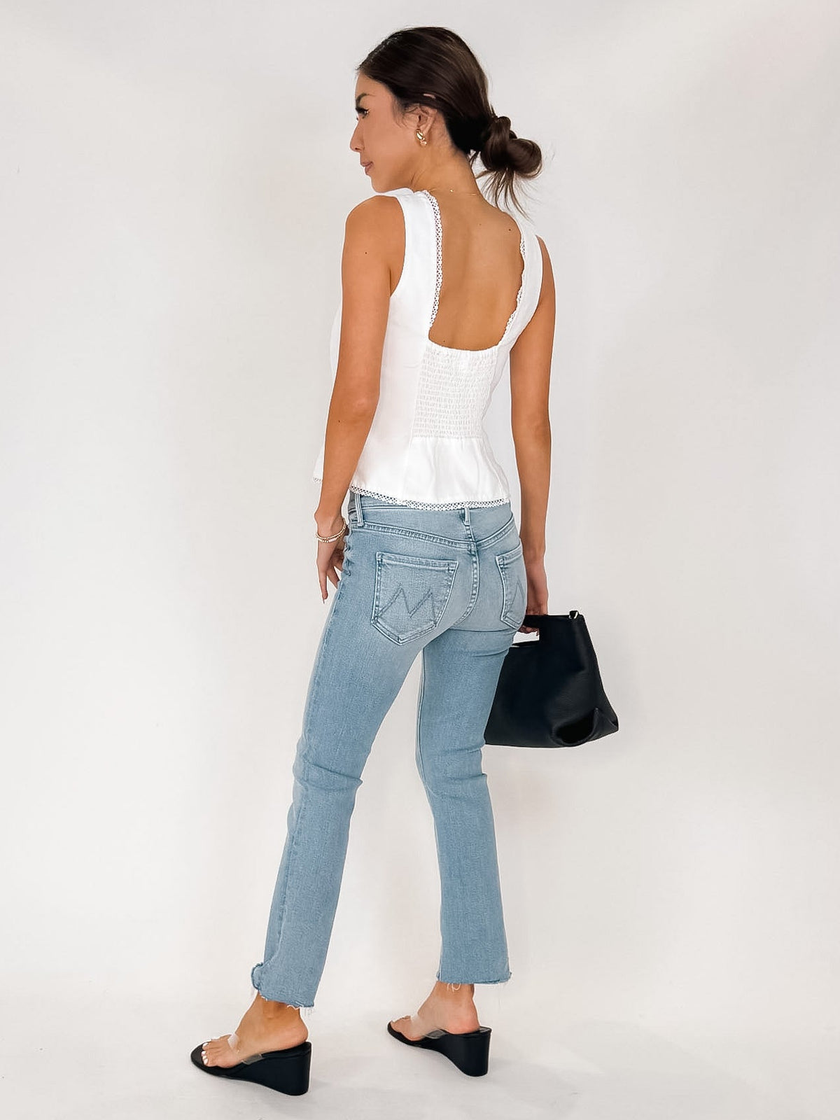 Mother Lil Mid Rise Dazzler Ankle Fray