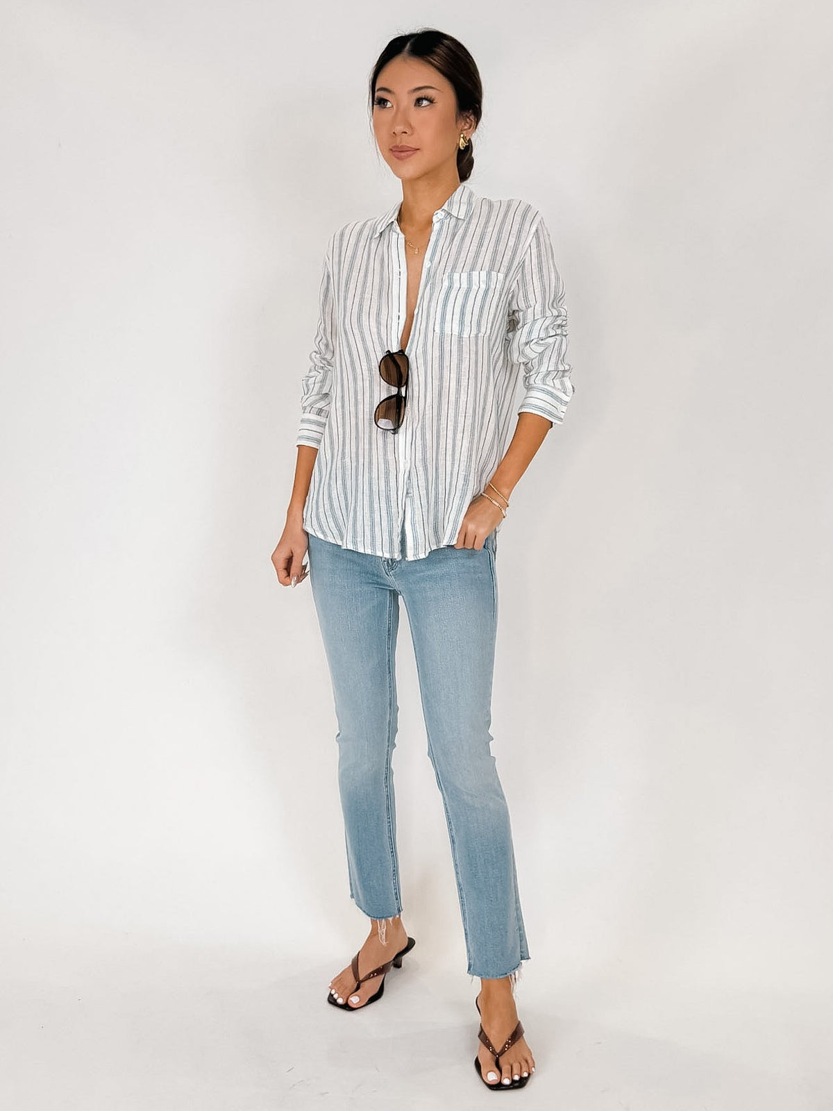 Mother Lil Mid Rise Dazzler Ankle Fray