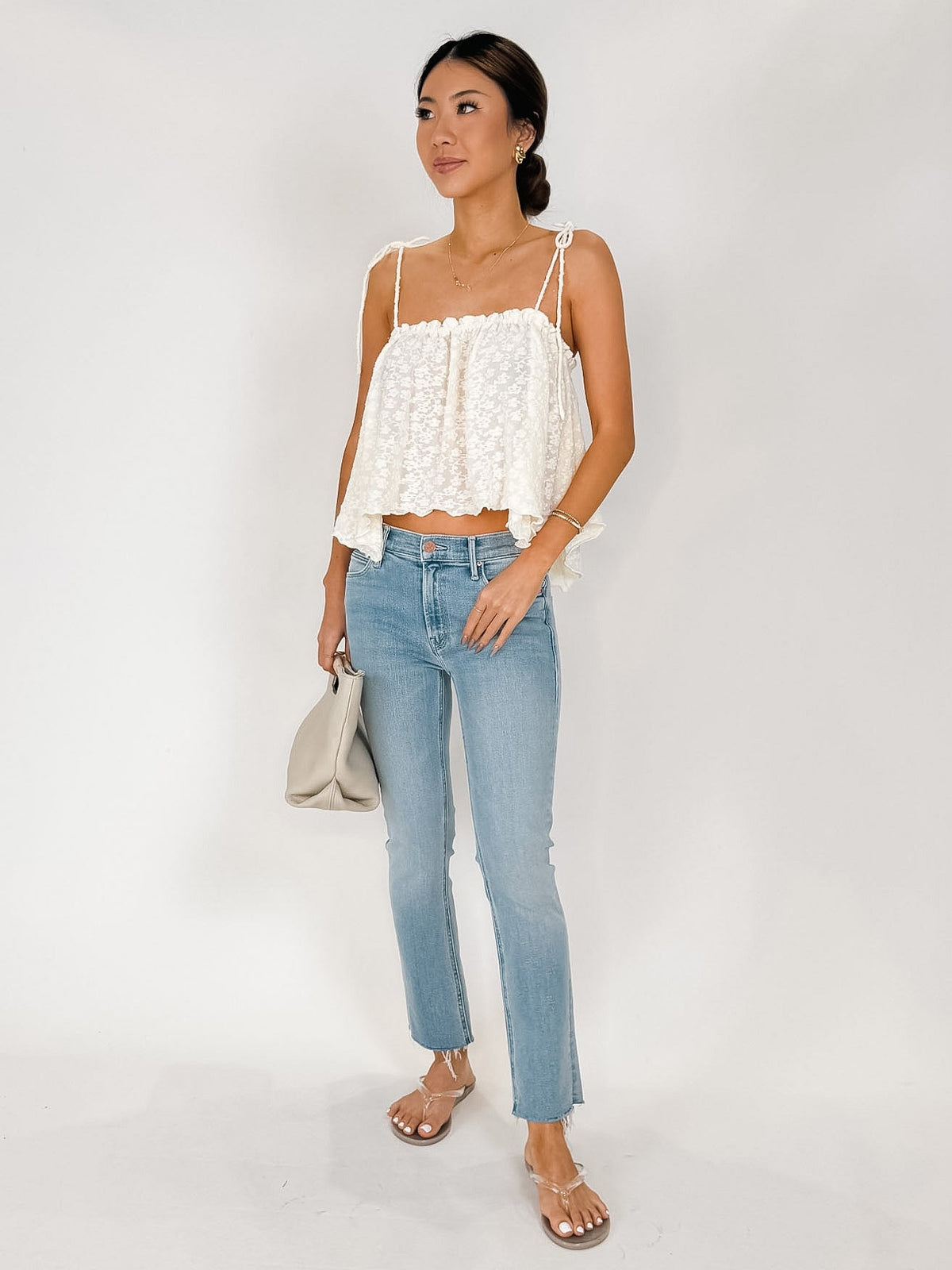 Mother Lil Mid Rise Dazzler Ankle Fray