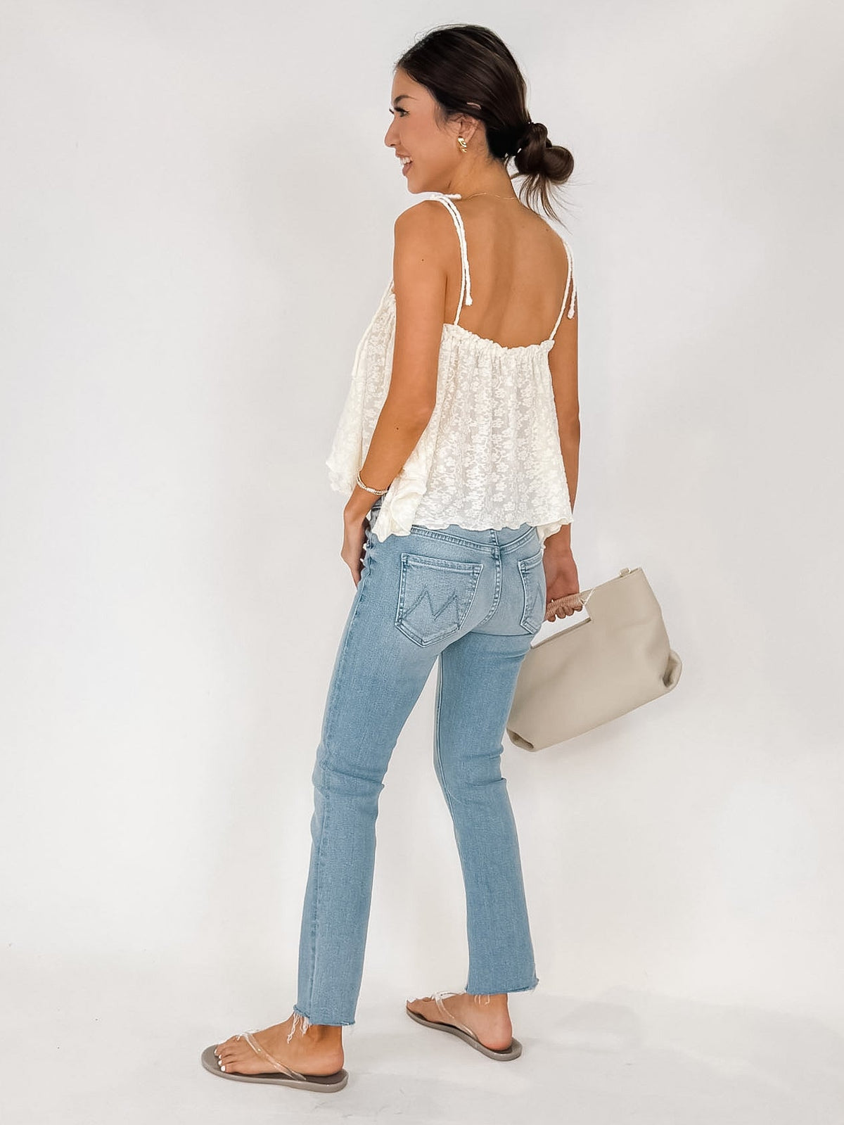 Mother Lil Mid Rise Dazzler Ankle Fray