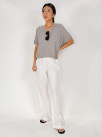 Milio Milano Italian V-Neck S/S Sweater Top