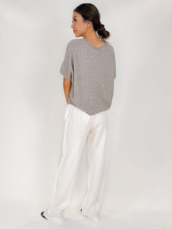 Milio Milano Italian V-Neck S/S Sweater Top
