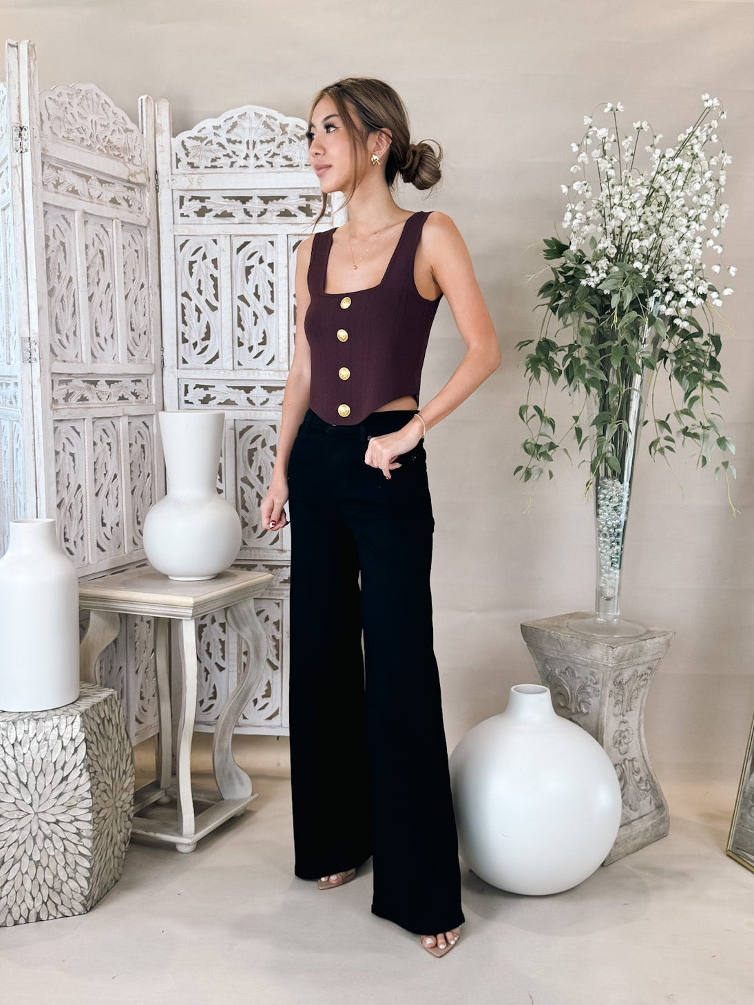 L'Agence Saga Square Neck Knit Corset