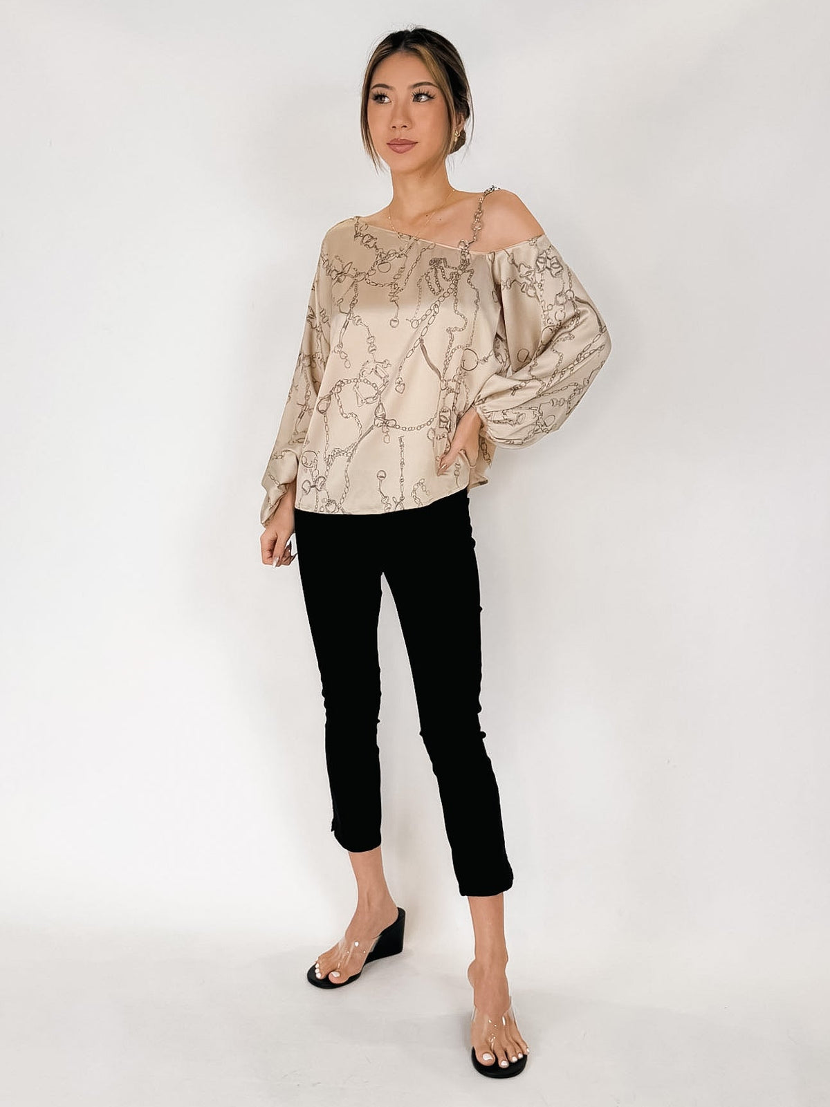 L'Agence Asami Chain One Shoulder Blouse