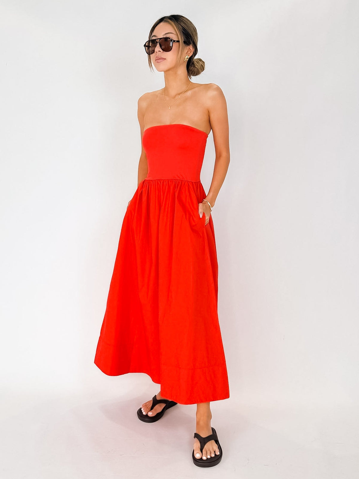 Z Supply Sunsought Strapless Midi Dress